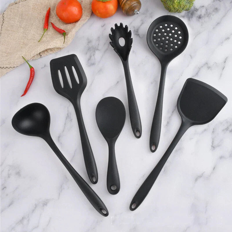Kitchen Utensil Set of 6 Silicone Spoon Cook Tools Temp 446℉ Dishwasher Safe