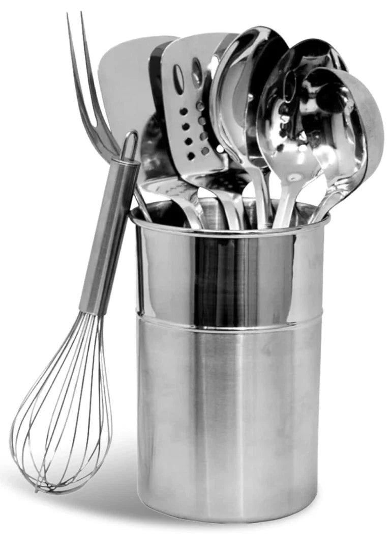 Chef Craft - 8 Piece Stainless Steel Kitchen Utensils Set with Utensil Holder